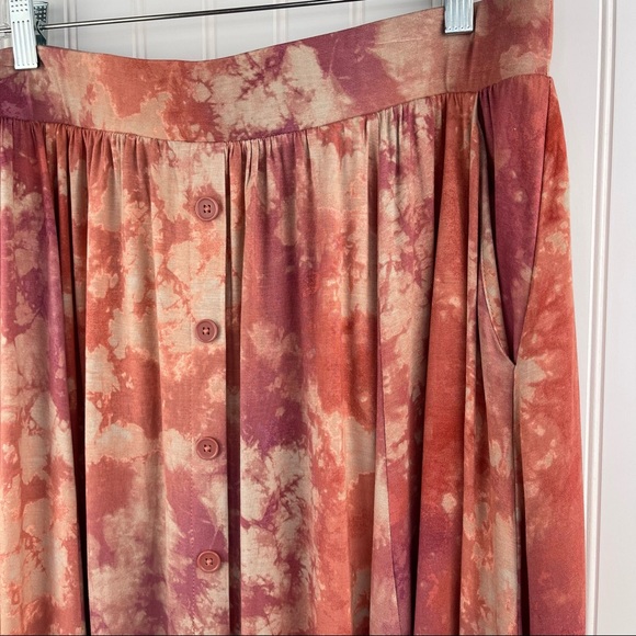 Torrid Supersoft Tie Dye Button Midi Skirt Orange Purple Size 1X - Picture 5 of 13